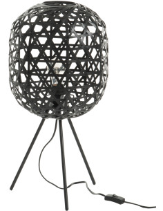 Lampe à poser sur trépied Elfino en Bambou Noir Métal Noir J-Line - 1