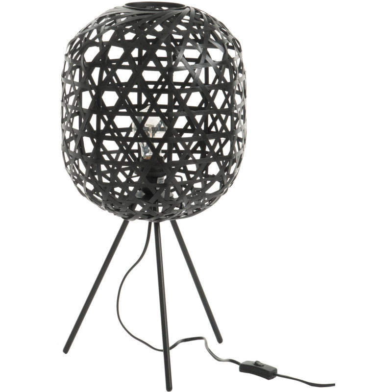 Lampe à poser sur trépied Elfino en Bambou Noir Métal Noir J-Line - 1