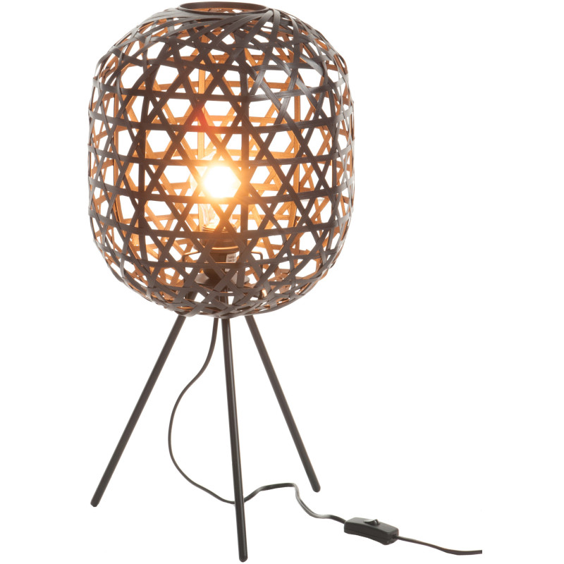 Lampe à poser sur trépied Elfino en Bambou Noir Métal Noir J-Line - 2