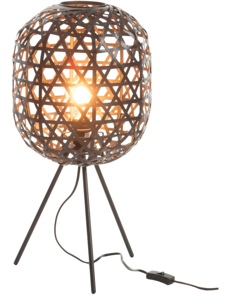 Lampe à poser sur trépied Elfino en Bambou Noir Métal Noir J-Line - 2