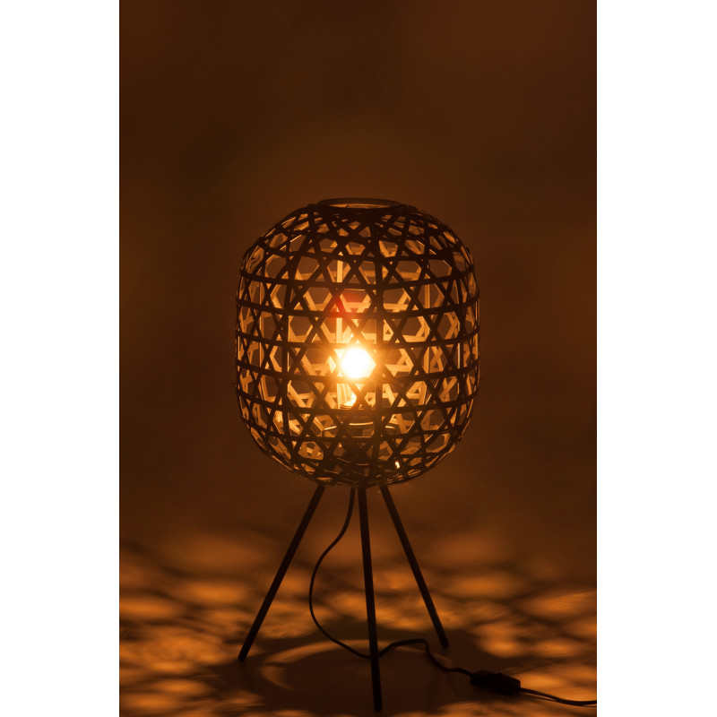 Lampe à poser sur trépied Elfino en Bambou Noir Métal Noir J-Line - 3