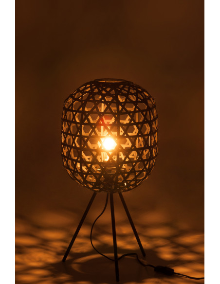 Lampe à poser sur trépied Elfino en Bambou Noir Métal Noir J-Line - 3