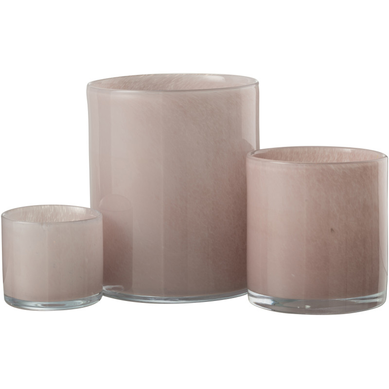 Photophore original Diamètre 15 cm en Verre Rose Jade - 4