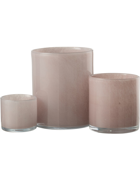 Photophore original Diamètre 15 cm en Verre Rose Jade - 4