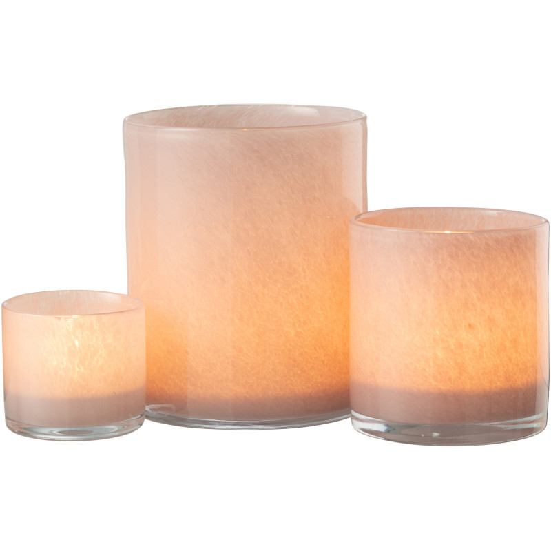 Photophore original Diamètre 15 cm en Verre Rose Jade - 5