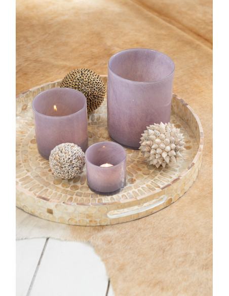 Photophore original Diamètre 15 cm en Verre Mauve clair Jade - 2