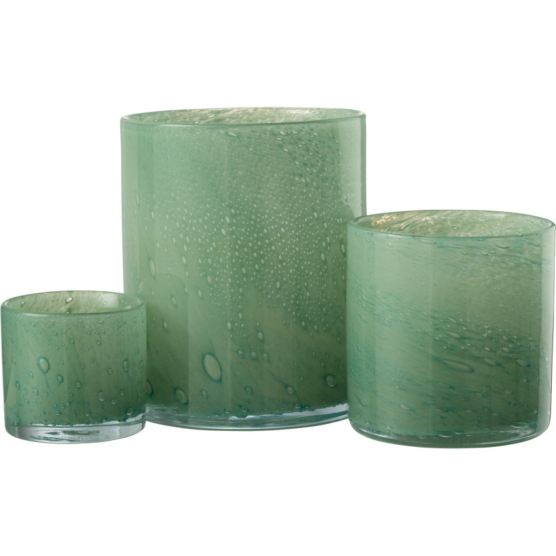 Photophore original Diamètre 15 cm en Verre Vert Jade - 4