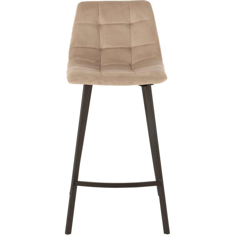 Tabouret de bar avec dossier Olivier en Tissu Beige Métal Noir - 2