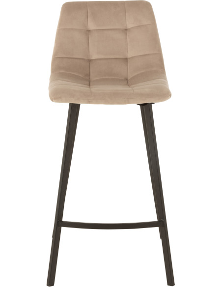 Tabouret de bar avec dossier Olivier en Tissu Beige Métal Noir - 2