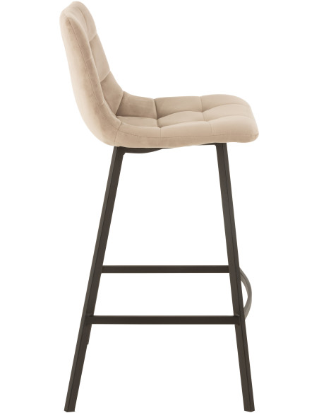 Tabouret de bar avec dossier Olivier en Tissu Beige Métal Noir - 3