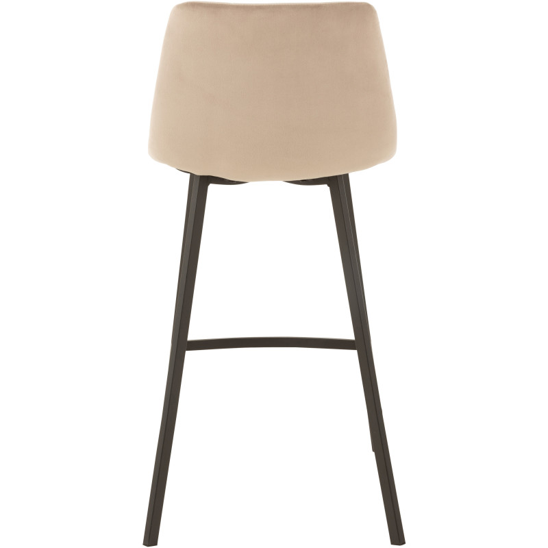 Tabouret de bar avec dossier Olivier en Tissu Beige Métal Noir - 4