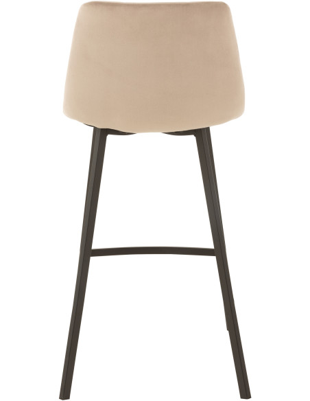 Tabouret de bar avec dossier Olivier en Tissu Beige Métal Noir - 4