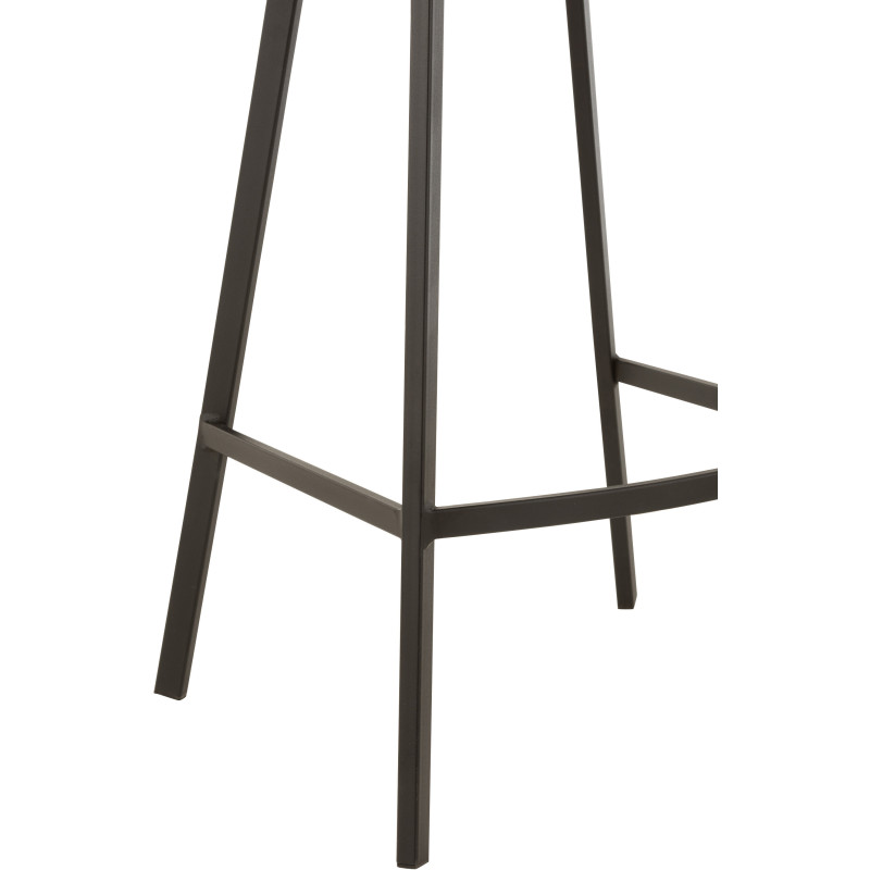 Tabouret de bar avec dossier Olivier en Tissu Beige Métal Noir - 5