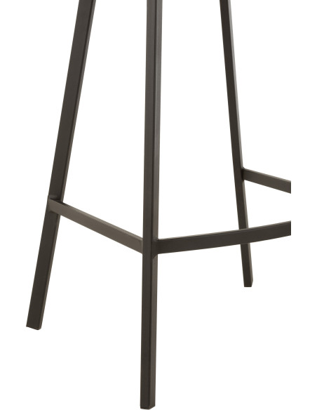 Tabouret de bar avec dossier Olivier en Tissu Beige Métal Noir - 5