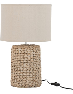 Lampe à poser Vylnia 45 cm en Ciment Naturel Lin Beige Motif tressage - 1