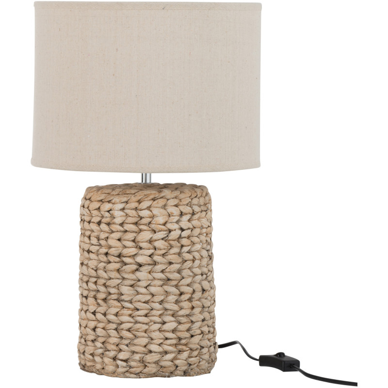 Lampe à poser Vylnia 45 cm en Ciment Naturel Lin Beige Motif tressage - 1