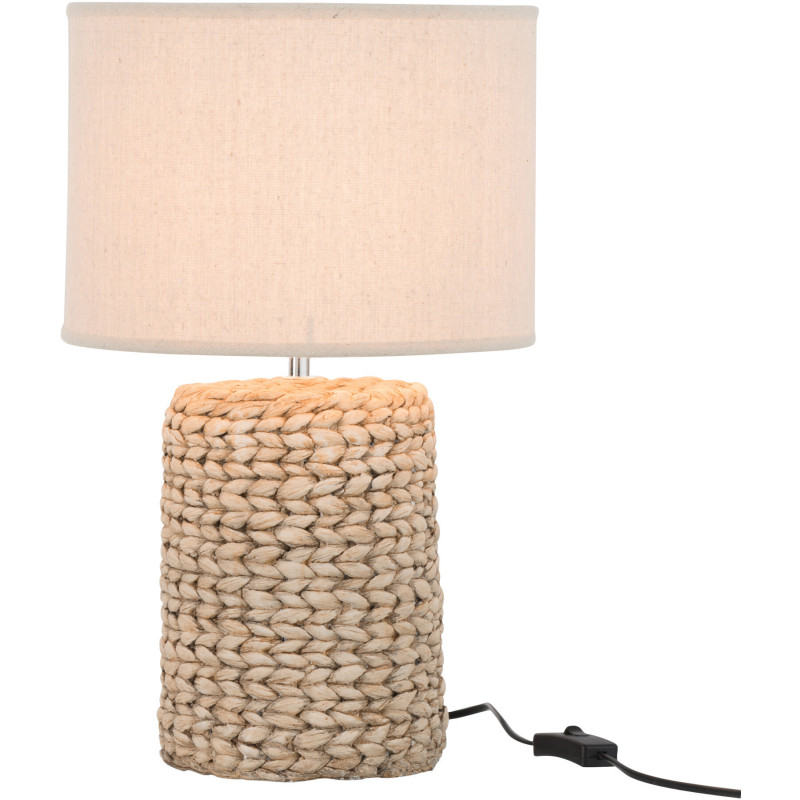 Lampe à poser Vylnia 45 cm en Ciment Naturel Lin Beige Motif tressage - 2