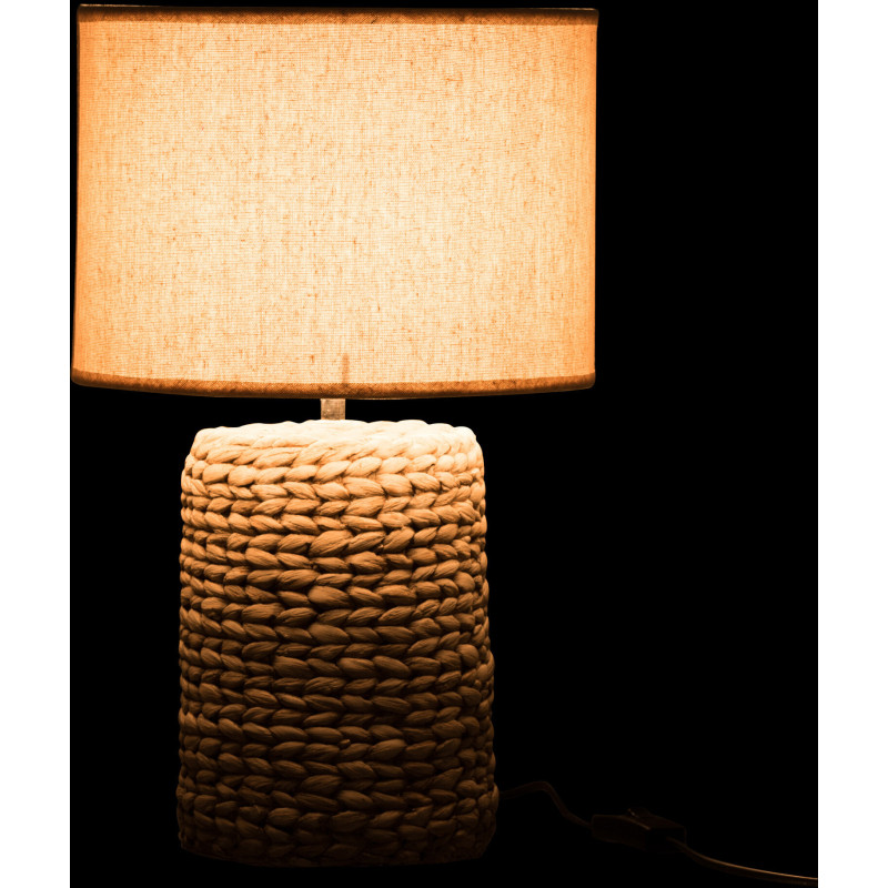 Lampe à poser Vylnia 45 cm en Ciment Naturel Lin Beige Motif tressage - 3