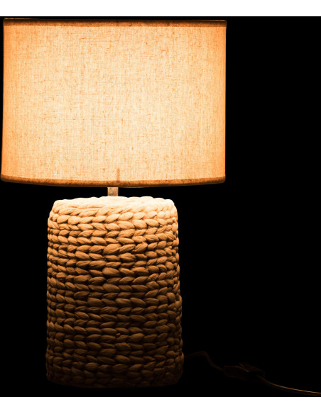 Lampe à poser Vylnia 45 cm en Ciment Naturel Lin Beige Motif tressage - 3
