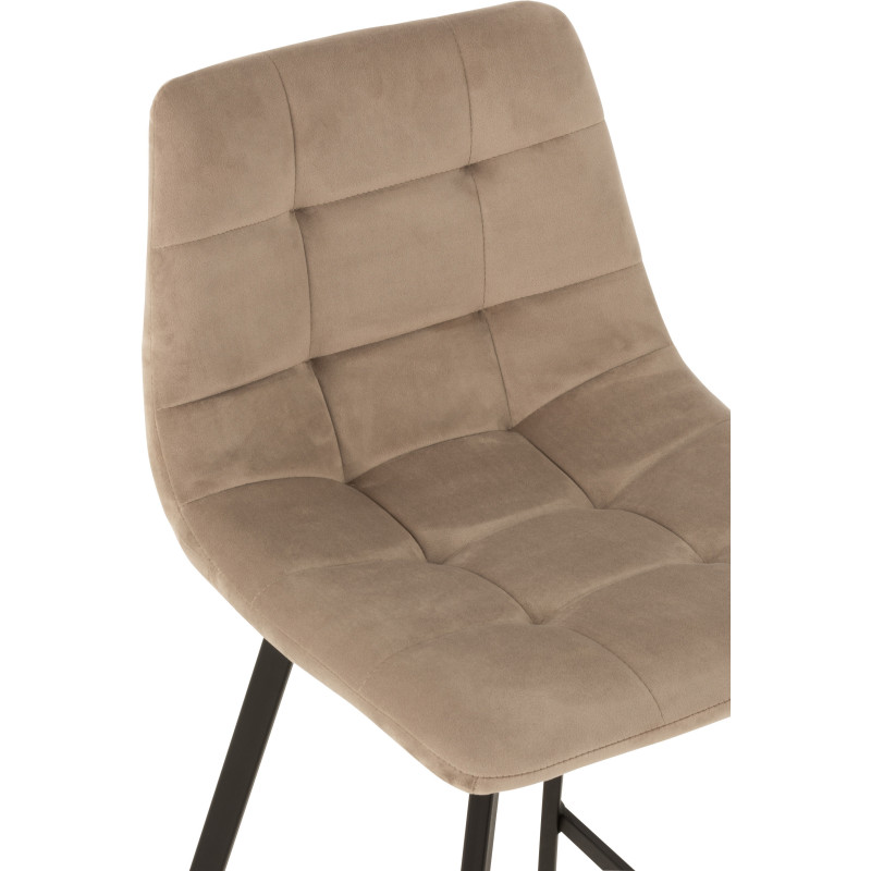 Tabouret de bar avec dossier Olivier en Tissu Beige Métal Noir - 6