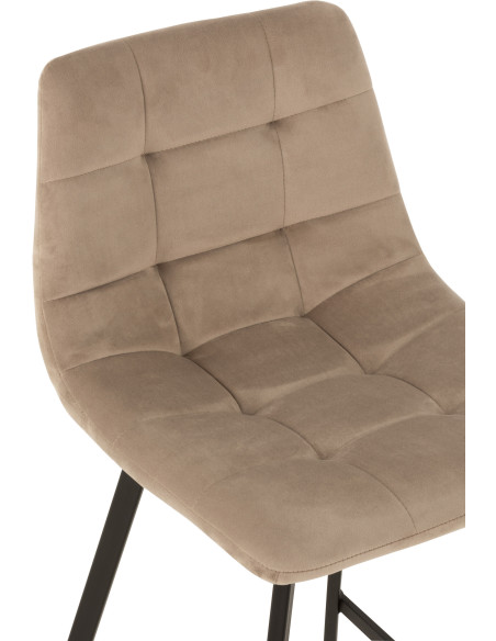 Tabouret de bar avec dossier Olivier en Tissu Beige Métal Noir - 6