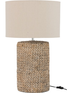 Lampe à poser Vylnia 70 cm en Ciment Naturel Lin Beige Motif tressage - 1
