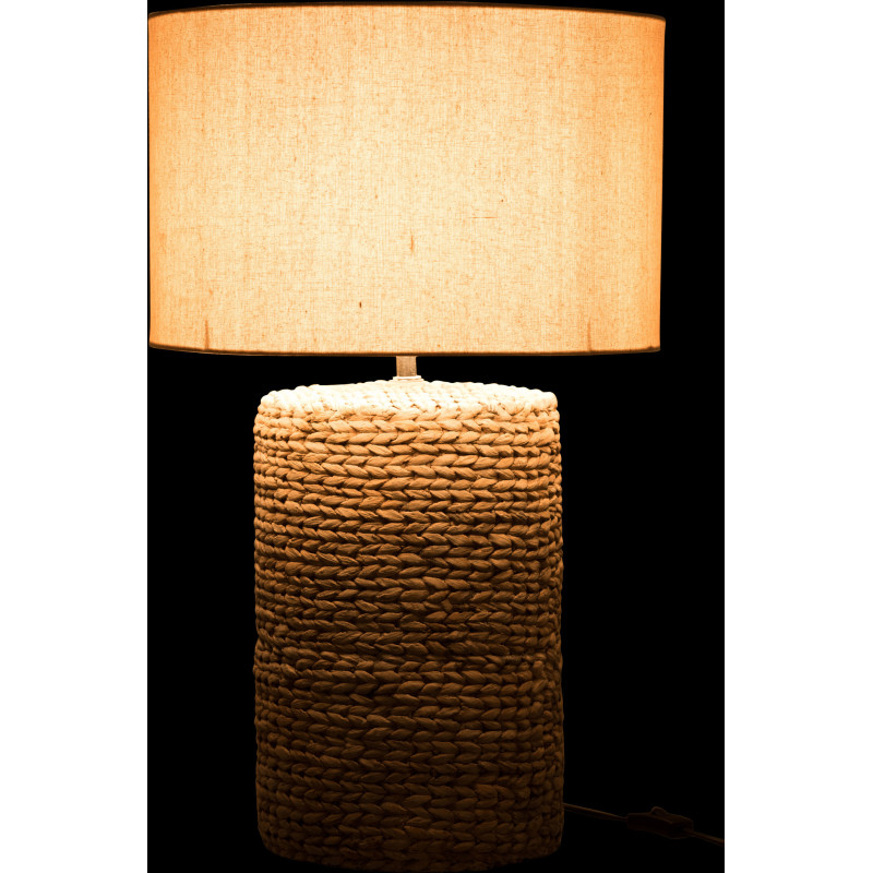 Lampe à poser Vylnia 70 cm en Ciment Naturel Lin Beige Motif tressage - 3