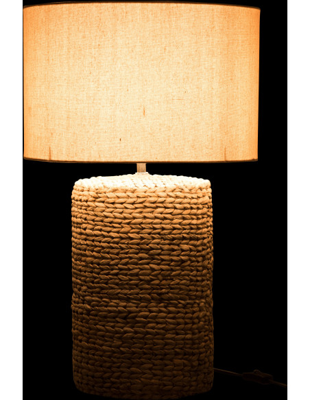 Lampe à poser Vylnia 70 cm en Ciment Naturel Lin Beige Motif tressage - 3