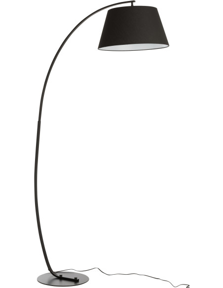 Lampadaire sur pied XL Arch en Métal Noir Tissu Noir - 1