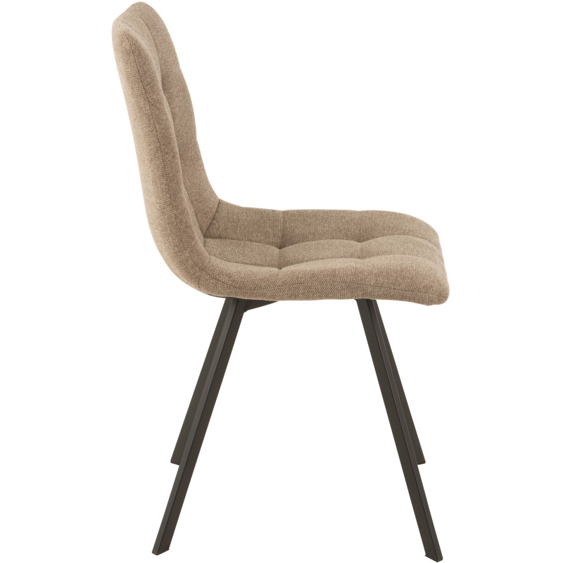 Chaise Babette en Tissu Beige Chiné Métal Noir - 3