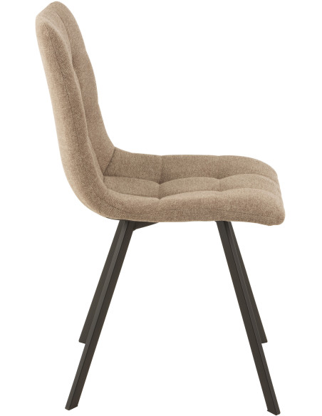Chaise Babette en Tissu Beige Chiné Métal Noir - 3