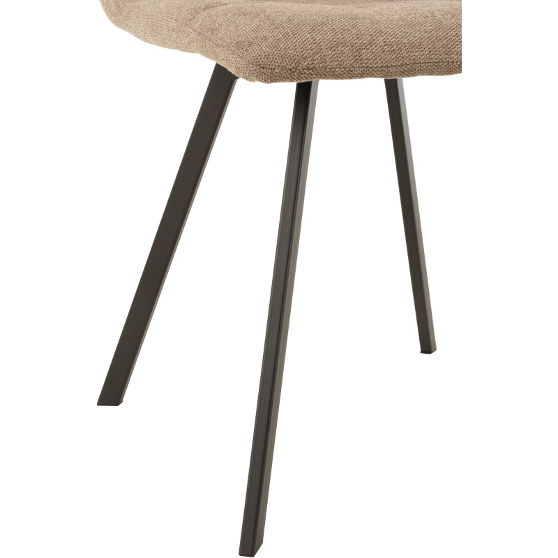 Chaise Babette en Tissu Beige Chiné Métal Noir - 5