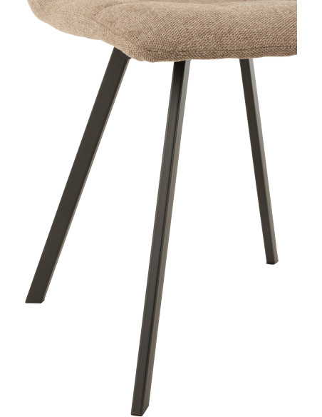 Chaise Babette en Tissu Beige Chiné Métal Noir - 5