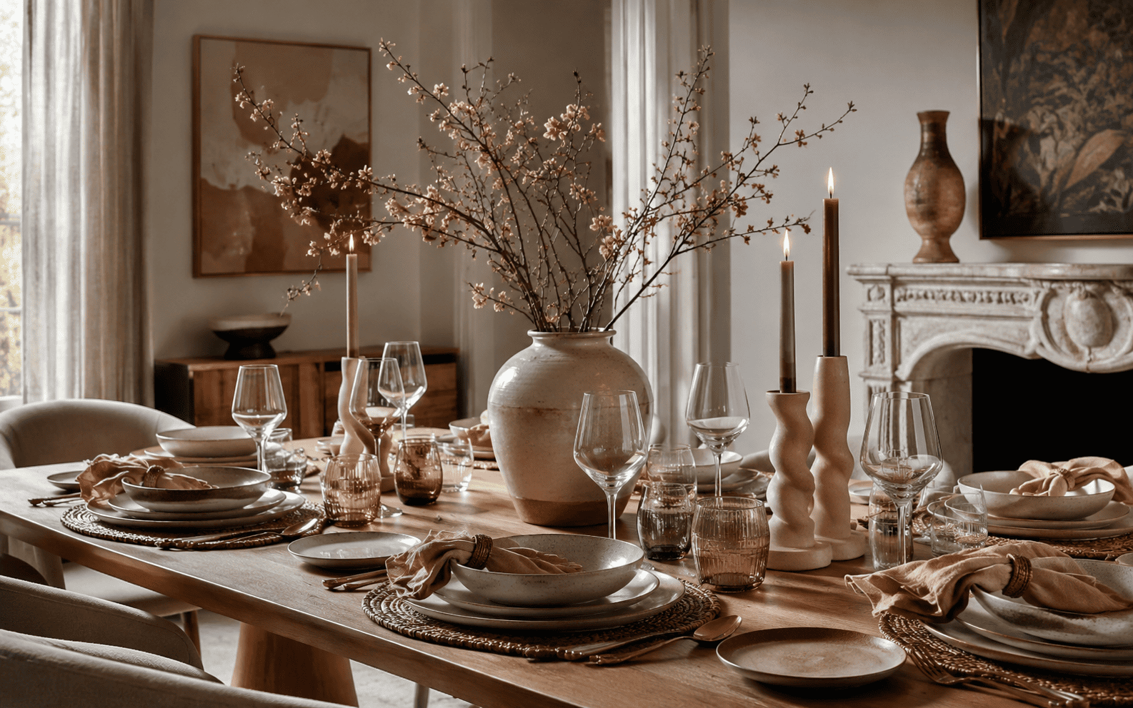 Arts de la table élégants pour salle à manger chaleureuse
