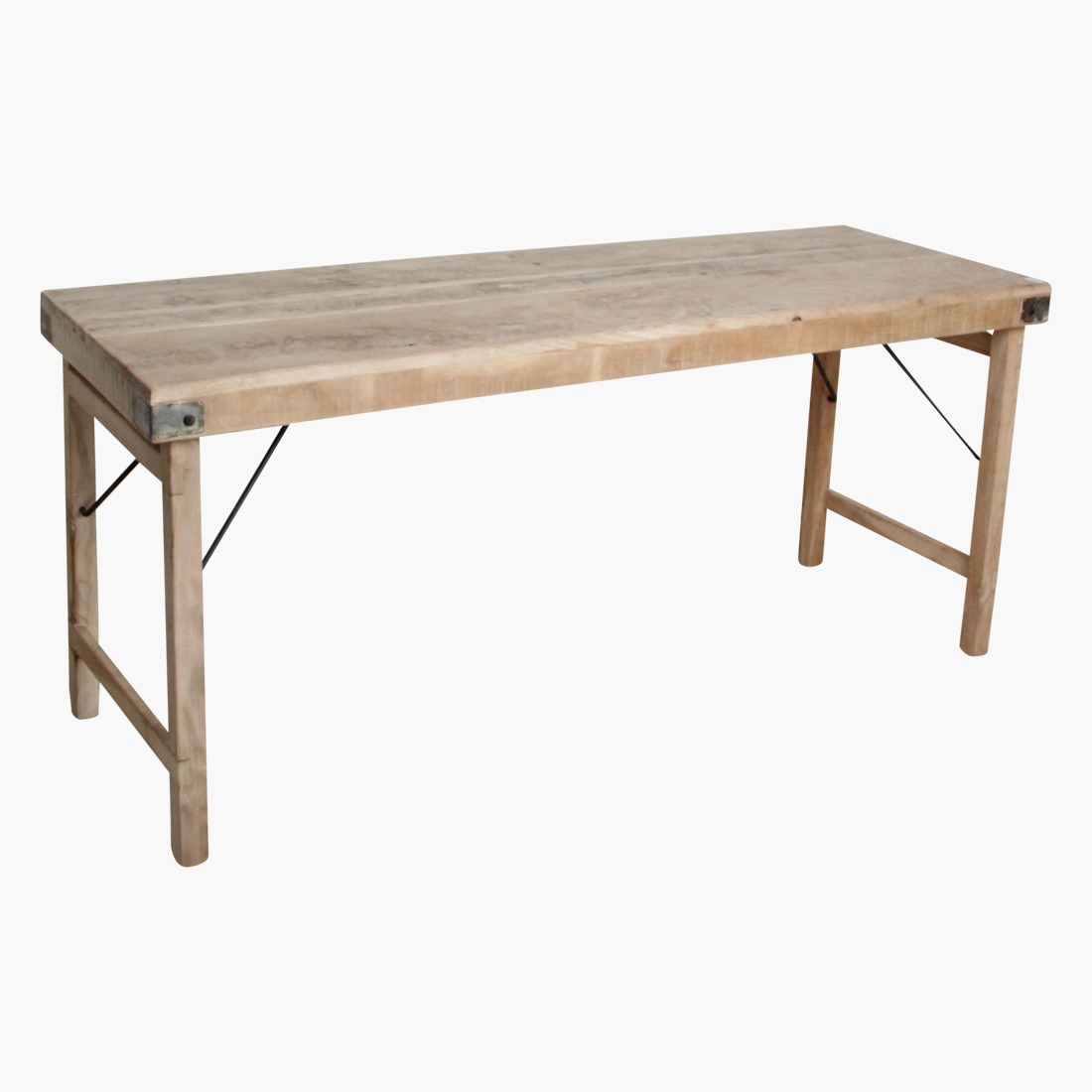 Table pliante rustique chic Rectangulaire 4 personnes 173 cm Bois recyclé FSC – Histoires Singulières