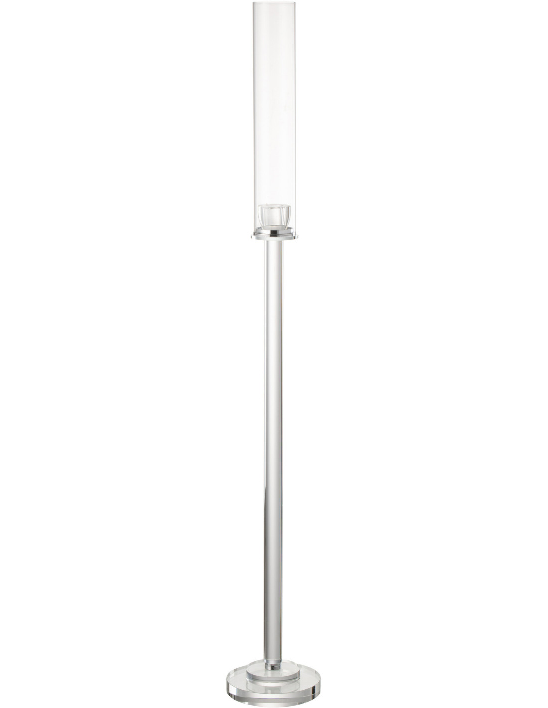 Bougeoir sur pied design XL Urion en verre transparent, hauteur 100 cm, dans une entrée