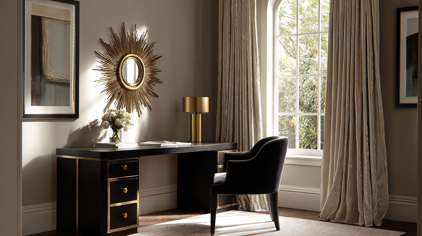 Bureau art déco élégant avec velours et laiton