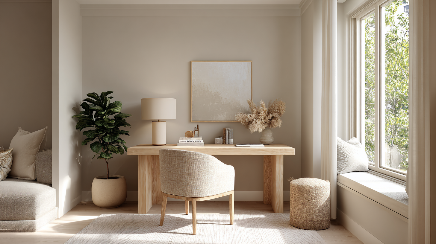 Bureau beige sable serein et naturel
