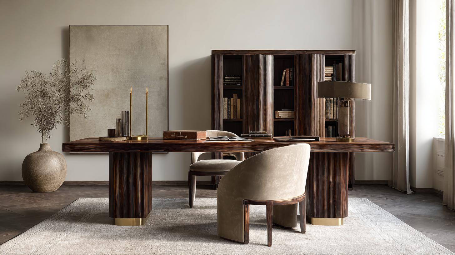 Bureau bois foncé luxueux et intemporel