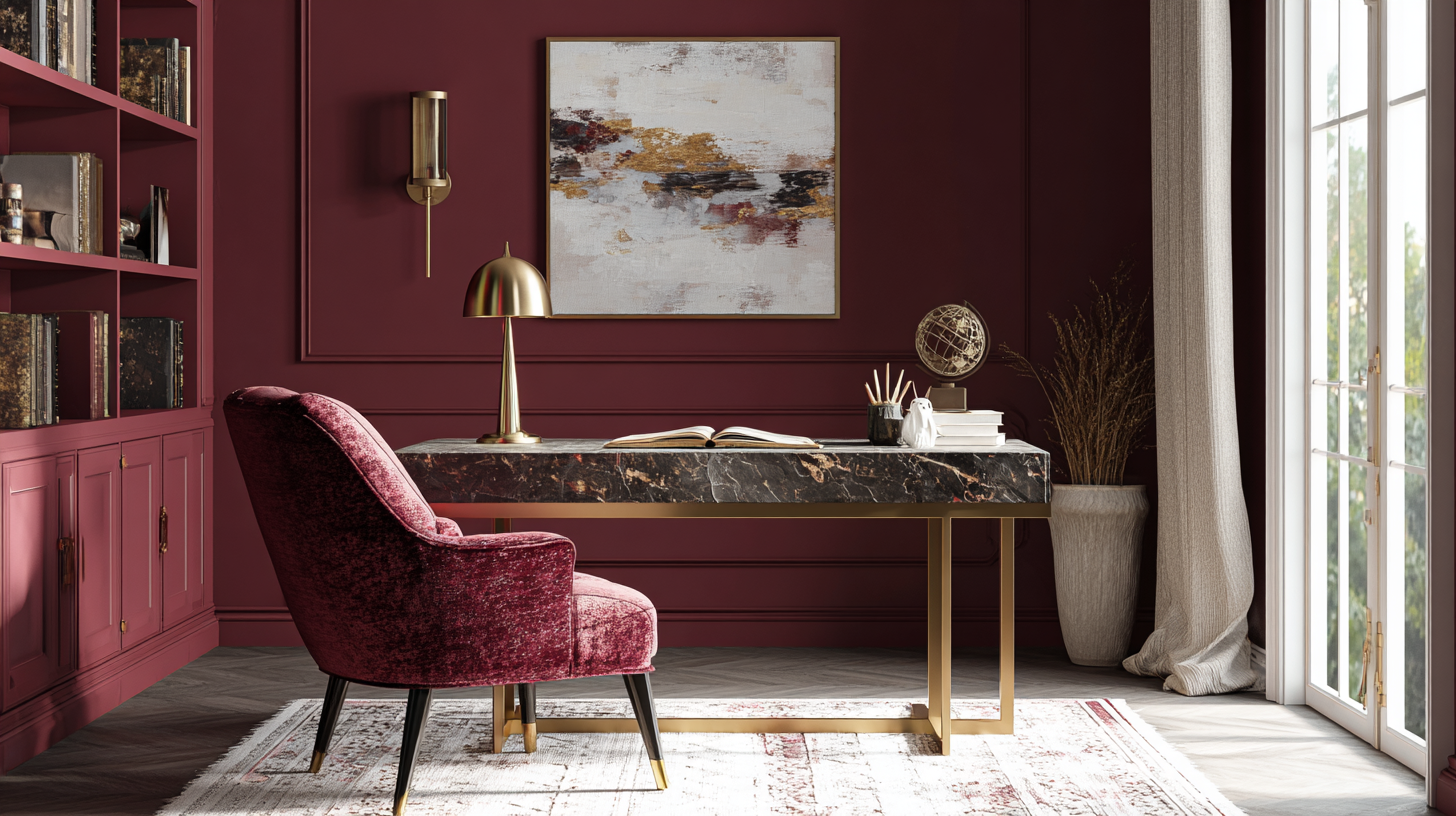 Bureau bordeaux glamour et sophistiqué