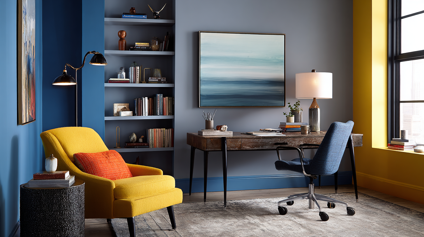 Couleurs profondes et apaisantes dans un bureau tendance 2026