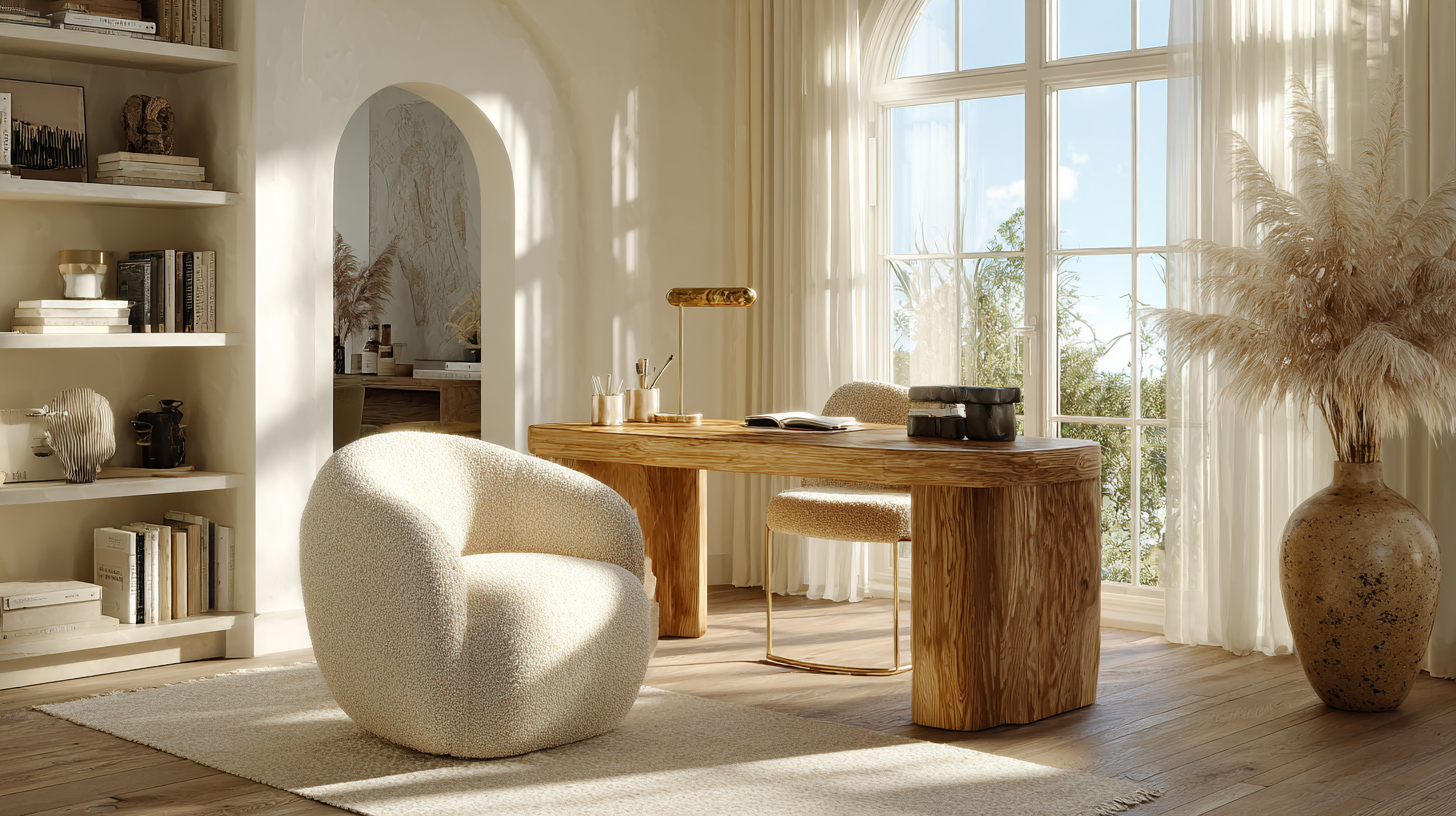 Formes organiques et mobilier arrondi dans un bureau contemporain 2026