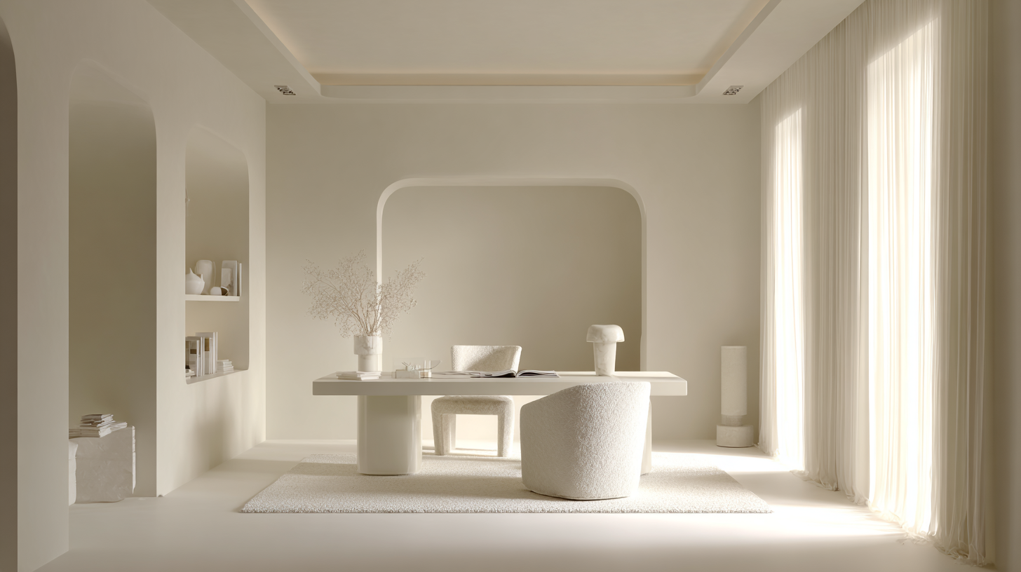 Bureau en immersion chromatique monochrome et enveloppant