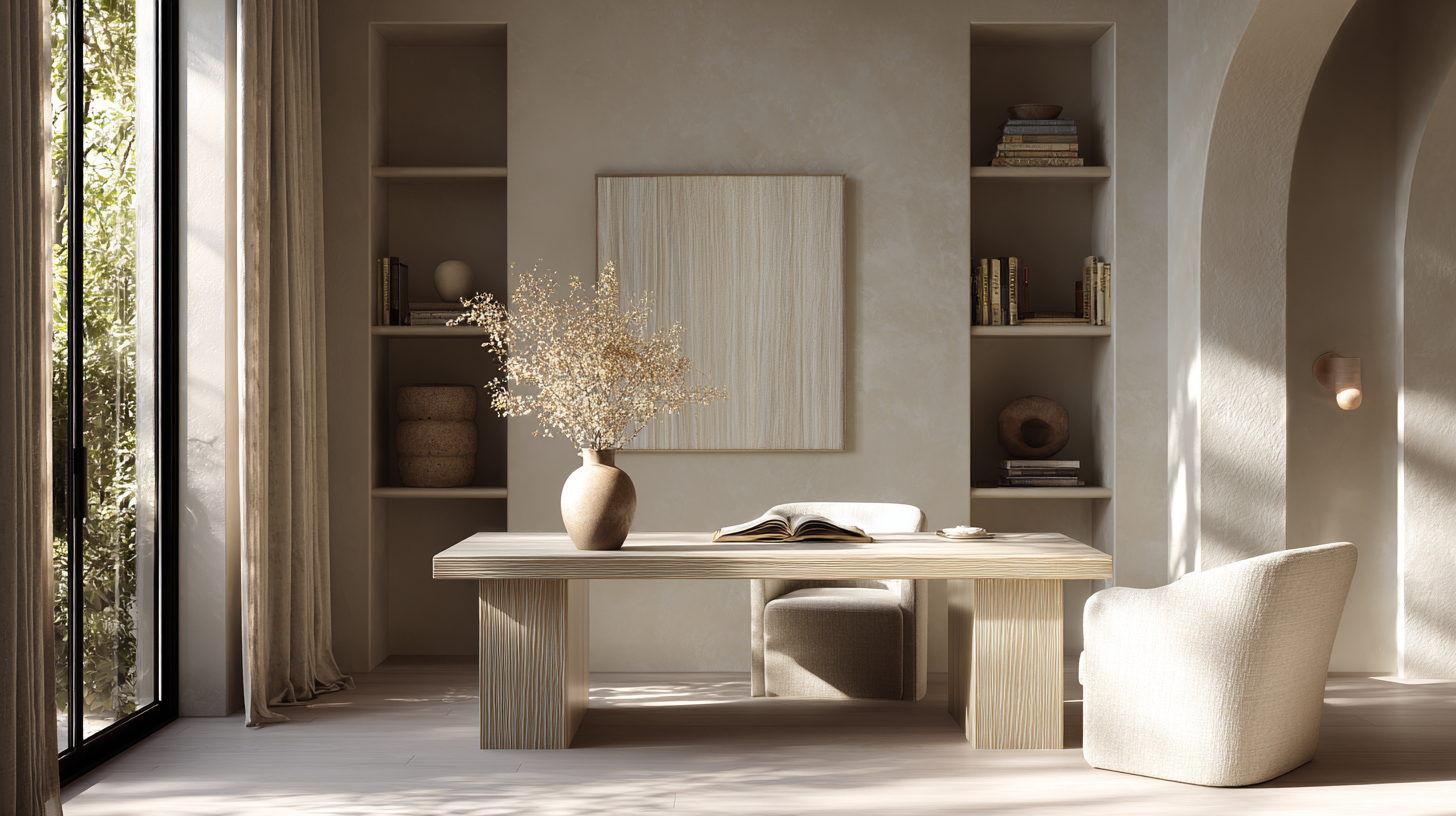 Créer sa propre inspiration décoration bureau avec matières naturelles et lumière maîtrisée