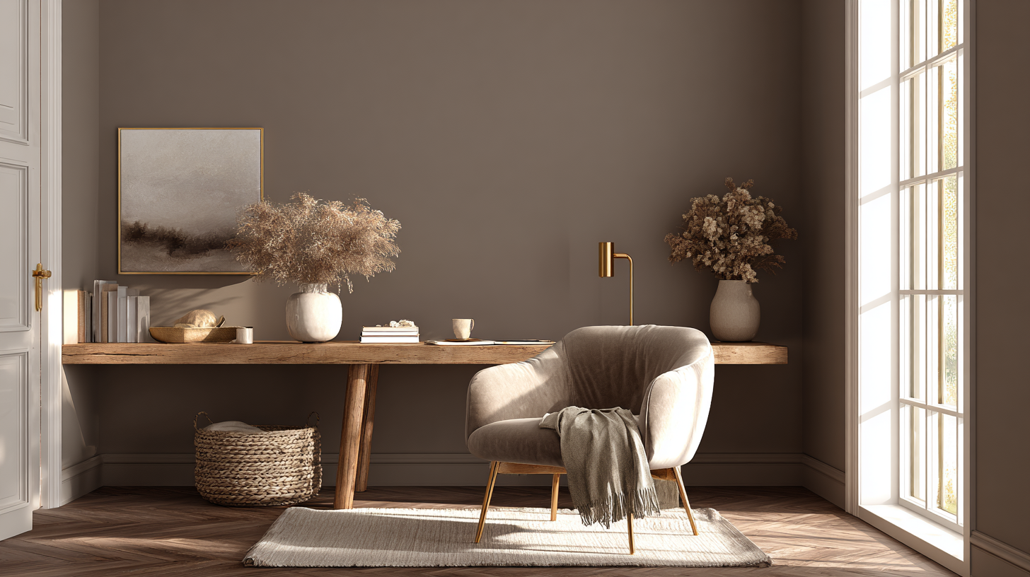 Bureau mocha mousse chaleureux et cosy