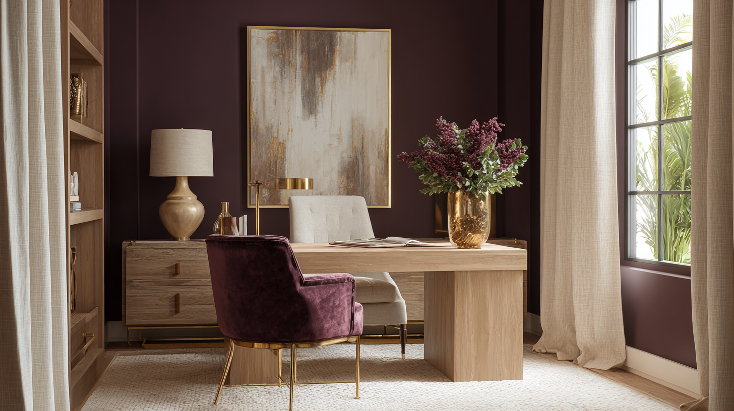 Bureau prune sophistiqué et élégant