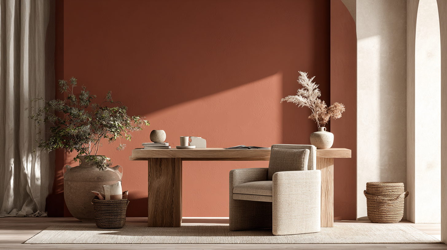 Bureau terracotta chaleureux et méditerranéen