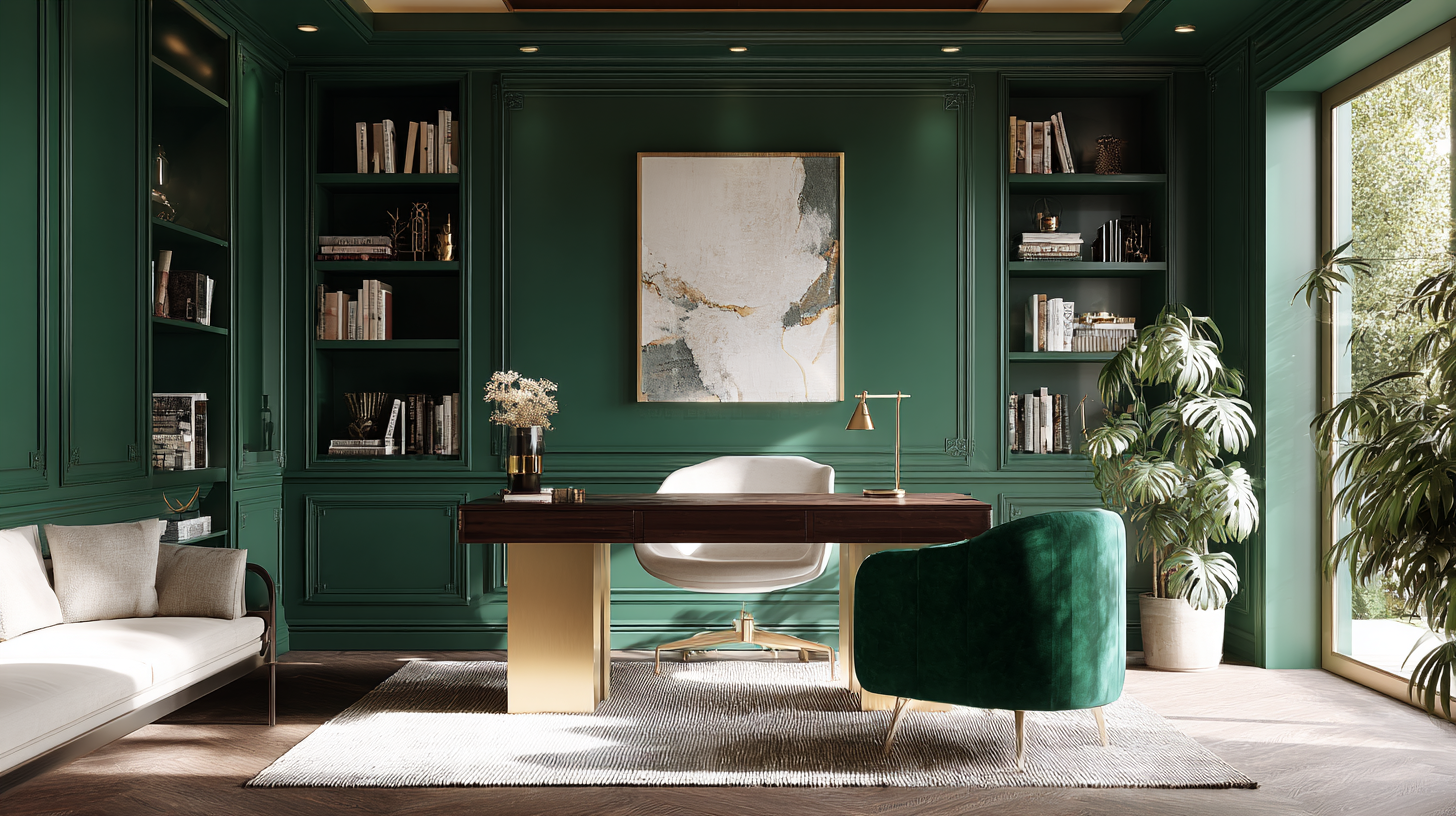 Bureau vert émeraude audacieux et luxueux