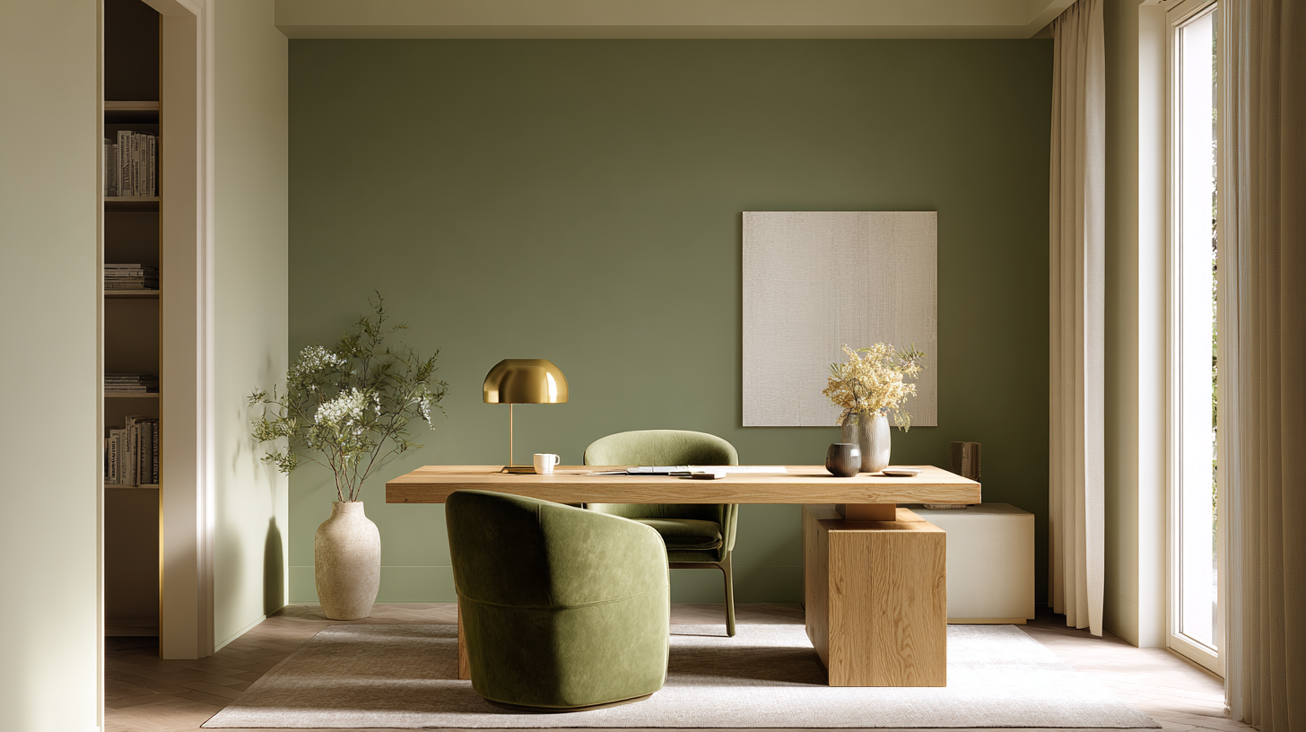 Bureau vert olive sophistiqué et naturel