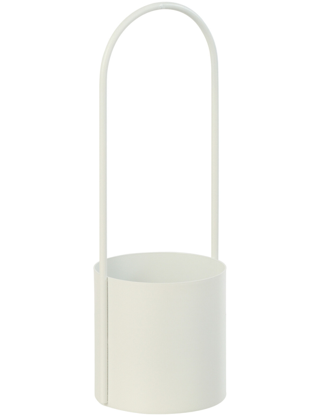 Cache-pot design avec poignée Rond Métal Blanc Minéo
